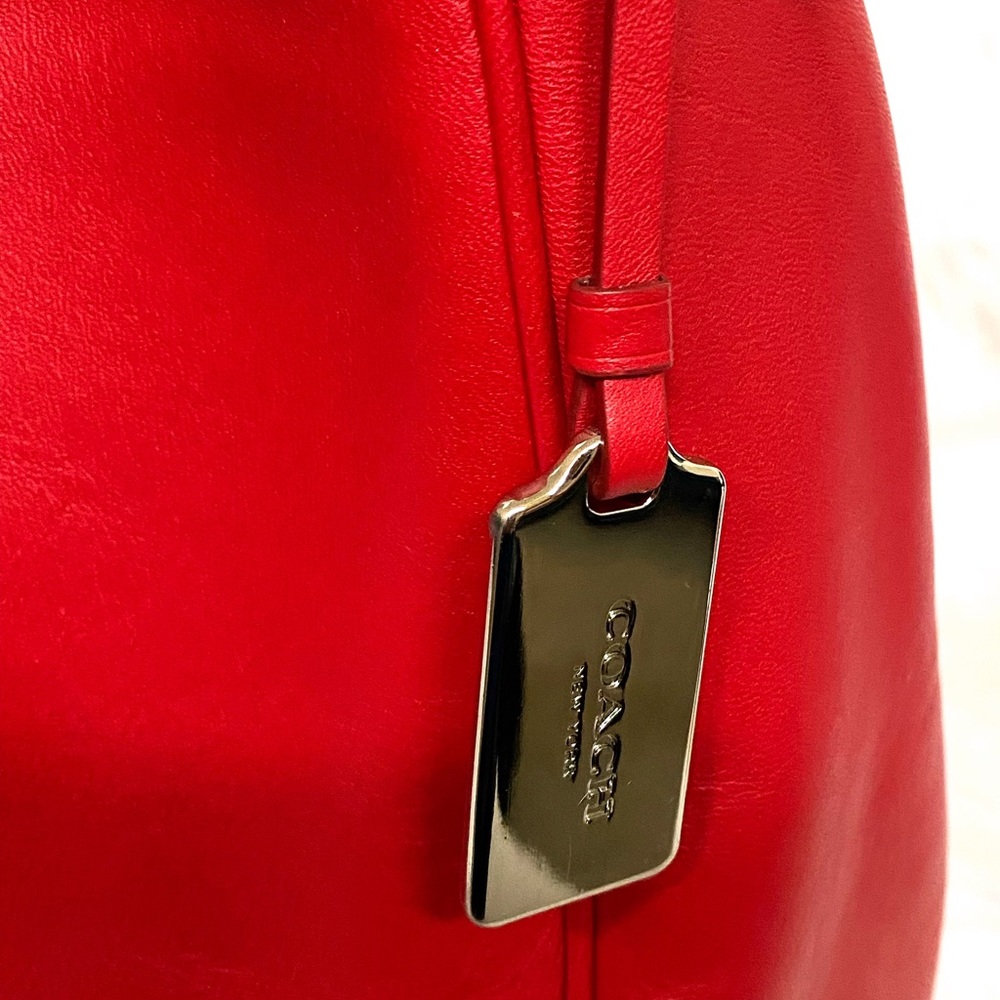 Coach Red Leather Hobo Shoulder Bag with Silver Hardware - Picture 10 of 14